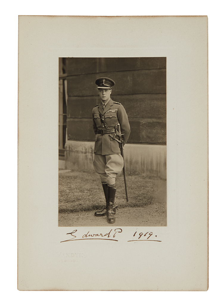 WINDSOR, EDWARD; DUKE OF. Photograph dated and Signed, Edward P, as Prince, full-length portrait by Vandyk,